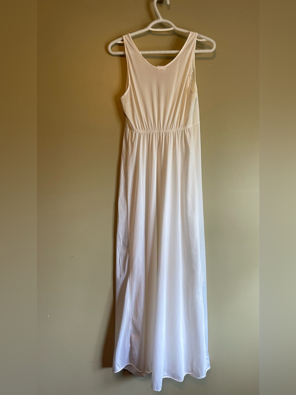 Vintage 1970’s Union Tag LovLee Embroidered Mesh Feature Nylon Maxi Slip Dress - Picture 7 of 11